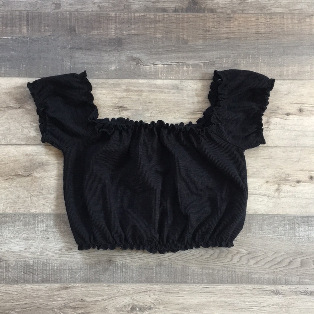 Off The Shoulder Black Crop Top